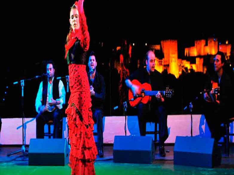Bailaora de flamenco en un escenario de Granada